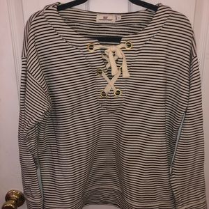 Lace-up front striped Vineyard Vines sweater